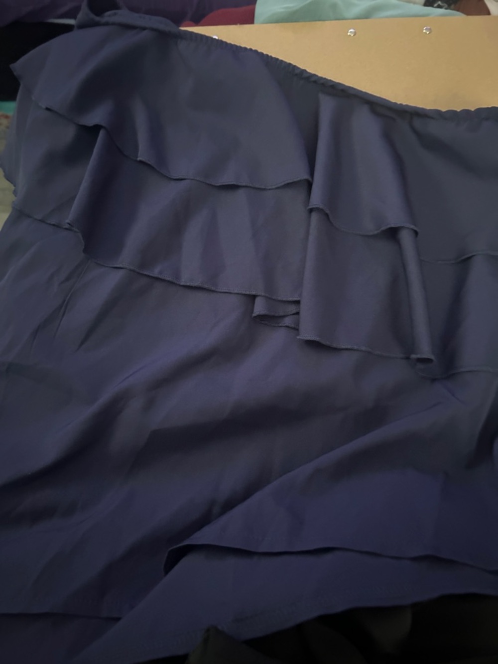 Navy Blue Ruffle off the shoulder blouse
